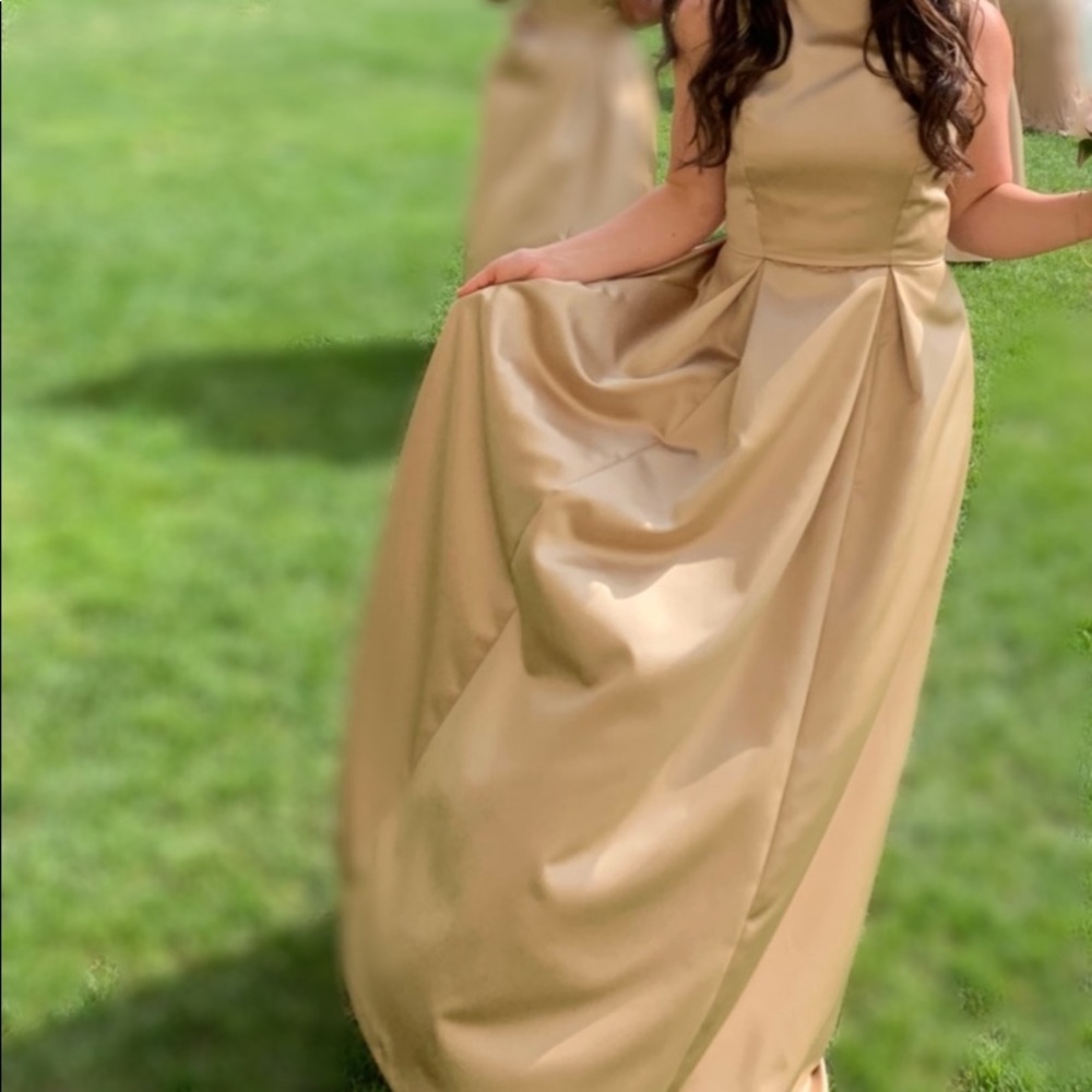 Gold Satin Custom Gown/Dress Wedding/Prom